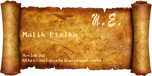 Malik Etelka névjegykártya